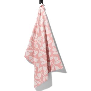 HEMA Theedoek 65x65 Katoen Roze Met Tulpen (roze)