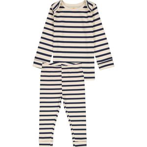 HEMA Meegroei Baby Pyjama Rib Strepen Beige (beige)