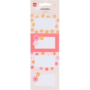 HEMA Etiketten Bloemen Roze-oranje - 20 Stuks