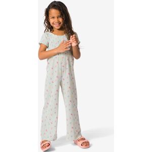 HEMA Kinderlegging Rib Flared Bloemen - 2 Stuks Lichtblauw (lichtblauw)