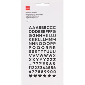 HEMA Stickers Alfabet Zwart 19.5x10.5 - 2 Vel