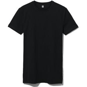 HEMA Heren T-shirt Regular Fit O-hals Extra Lang - 2 Stuks Zwart (zwart)