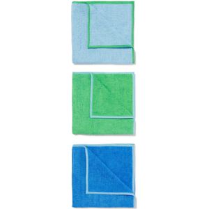 HEMA Microvezeldoekjes 35x35 Groen/blauw - 3 Stuks