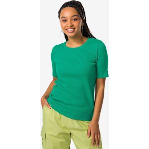 HEMA Dames T-shirt Clara Rib Groen (groen)