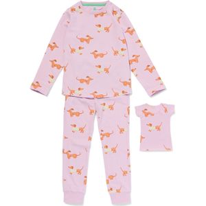 HEMA Kinderpyjama Stretch Katoen Hond En Poppennachtshirt Lila (lila)