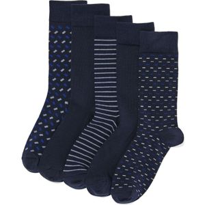 HEMA Heren Sokken Met Katoen Grafisch - 5 Paar Donkerblauw (donkerblauw)