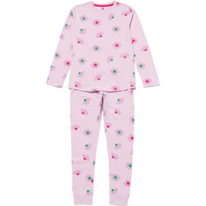 HEMA Kinder Pyjama Stretch Katoen Bloemen Lila (lila)