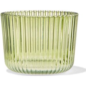 HEMA Sfeerlichthouder Glas Met Ribbels �8.5x6.5 (groen)
