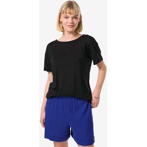 HEMA Dames T-shirt Evie Met Linnen Zwart (zwart)