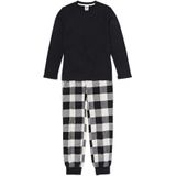 HEMA Kinderpyjama Flanel Wafel Ruiten Zwart (zwart)