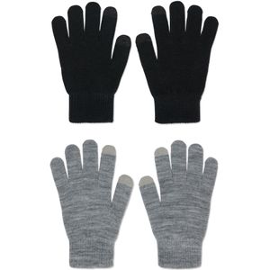 HEMA Kinderhandschoenen Met Touchscreen - 2 Paar Zwart (zwart)