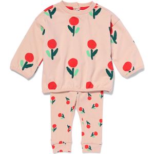 HEMA Baby Kledingset Sweater En Legging Bloemen Lichtroze (lichtroze)