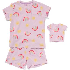 HEMA Kinder Shortama Katoen Regenboog En Poppennachtshirt Lila (lila)