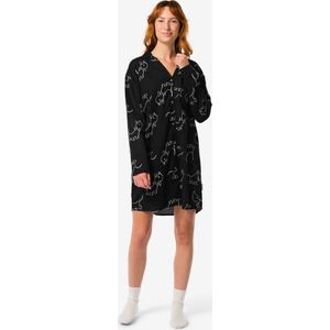HEMA Dames Nachthemd Flanel Takkie Zwart (zwart)