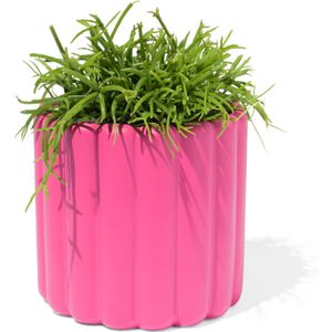 HEMA Bloempot Ø12x11.5cm Keramiek Ribbel Roze (felroze)