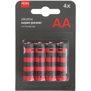 HEMA AA Alkaline Super Power Batterijen - 4 Stuks
