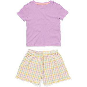 HEMA Kindershortama Katoen Met Ruiten Lila (lila)