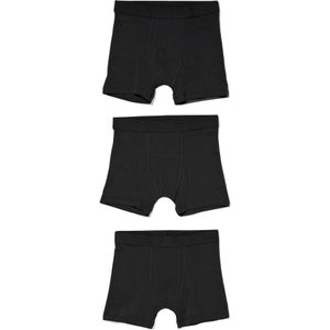 HEMA Kinder Boxers Basic Stretch Katoen - 3 Stuks Zwart (zwart)