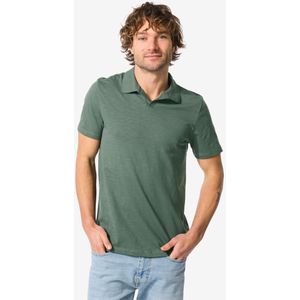 HEMA Herenpolo Slub Donkergroen (donkergroen)