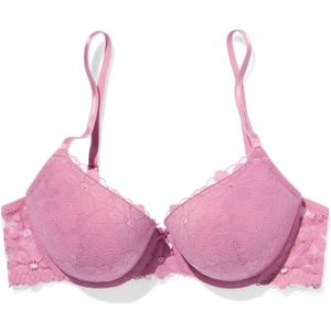 HEMA Voorgevormde Push-up Bh Met Kant Met Beugel Roze (roze)