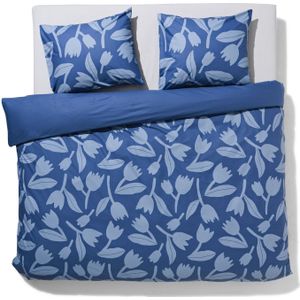 HEMA Dekbedovertrek Zacht Katoen 200x220 Tulp Blauw (blauw)