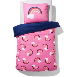 HEMA Kinderdekbedovertrek - Zacht Katoen - 140 X 200 - Roze Regenbogen (roze)