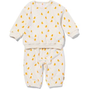 HEMA Newborn Kledingset Velours Trui En Broek Eendjes Gebroken Wit (gebroken wit)