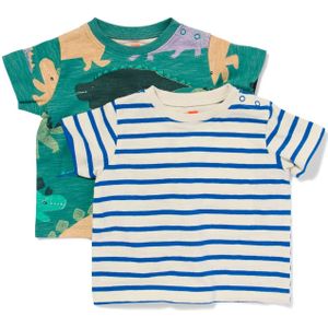 HEMA Baby T-shirts Met Dino En Strepen - 2 Stuks Groen (groen)