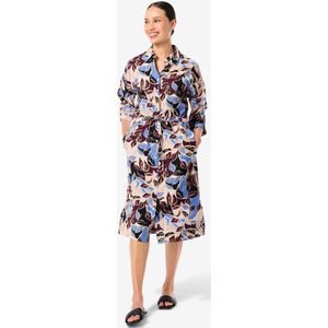 HEMA Dames Doorknoopjurk Isabel Bladeren Blauw (blauw)