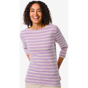 HEMA Dames T-shirt Cara Met Boothals En Strepen Lila (lila)