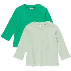 HEMA Baby T-shirts Rib Biologisch Katoen - 2 Stuks Groen (groen)