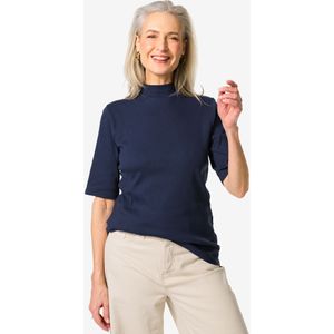 HEMA Dames Top Clara Rib Donkerblauw (donkerblauw)