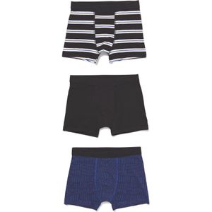 HEMA Kinderboxers Katoen/stretch - 3 Stuks Zwart (zwart)