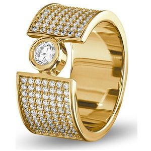 JETTE - CASCADE - Damesring - Geelgoud - Zilver 925