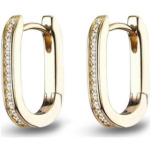 Jette - Oorringen - Geel Goud - Zilver - Gepolijst - Zirkoon