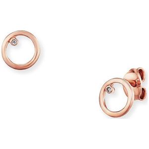 Caï - Fine Line - Oorbellen - Zilver - 925 Zilver met Roségouden Plating - 7mm Witte Zirkonia