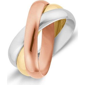 CHRIST - Damesring 80929455 - Tricolor - Geelgoud 585 - Witgoud 585 - Roodgoud 585