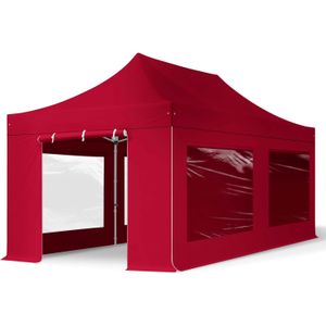 Easy up Partytent 3x6m Hoogwaardig polyester 800 rood waterdicht Feesttent Vouwtent