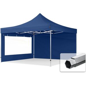 Easy up Partytent 4x4m Hoogwaardig polyester 800 blauw waterdicht Feesttent Vouwtent