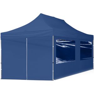 Easy up Partytent 3x6m Hoogwaardig polyester 700 blauw Feesttent Vouwtent