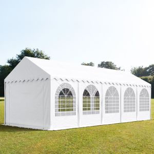 Partytent 4x10m PVC 800 wit waterdicht Feesttent met Grondframe