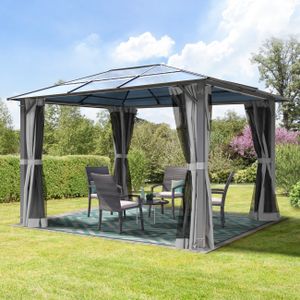 Tuinpaviljoen 3x3,65m Polycarbonaat platen grey waterdicht