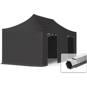 Easy up Partytent 3x6m Hoogwaardig polyester 800 zwart waterdicht Feesttent Vouwtent