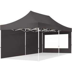 Easy up Partytent 3x6m Hoogwaardig polyester 700 donkergrijs Feesttent Vouwtent