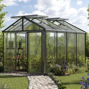 Tuinkas 2,35x3,11m polycarbonaat aluminium natuur waterdicht