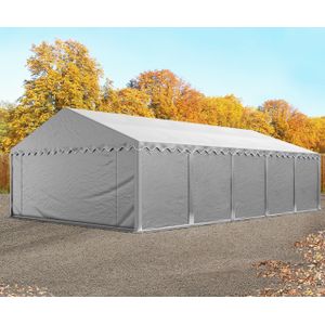 Opslagtent 5x10m PVC 750 grijs waterdicht met Grondframe