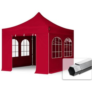 Easy up Partytent 3x3m Hoogwaardig polyester 800 rood waterdicht Feesttent Vouwtent