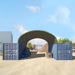 Container overkapping 6x6m PVC 2300 donkergroen waterdicht