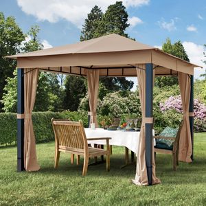 Tuinpaviljoen 3x3m Polyester met PU-coating taupe waterdicht