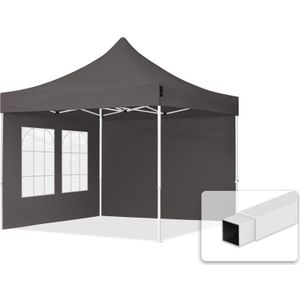 Easy up Partytent 3x3m Hoogwaardig polyester 700 donkergrijs Feesttent Vouwtent